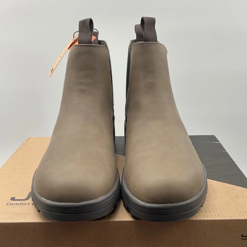 JBU Men Kerry N5KER34 Brown Chelsea Ankle Boots Pull On Rugged Sole NIB